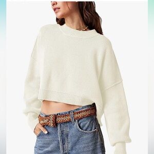 Cropped white oversized sweater